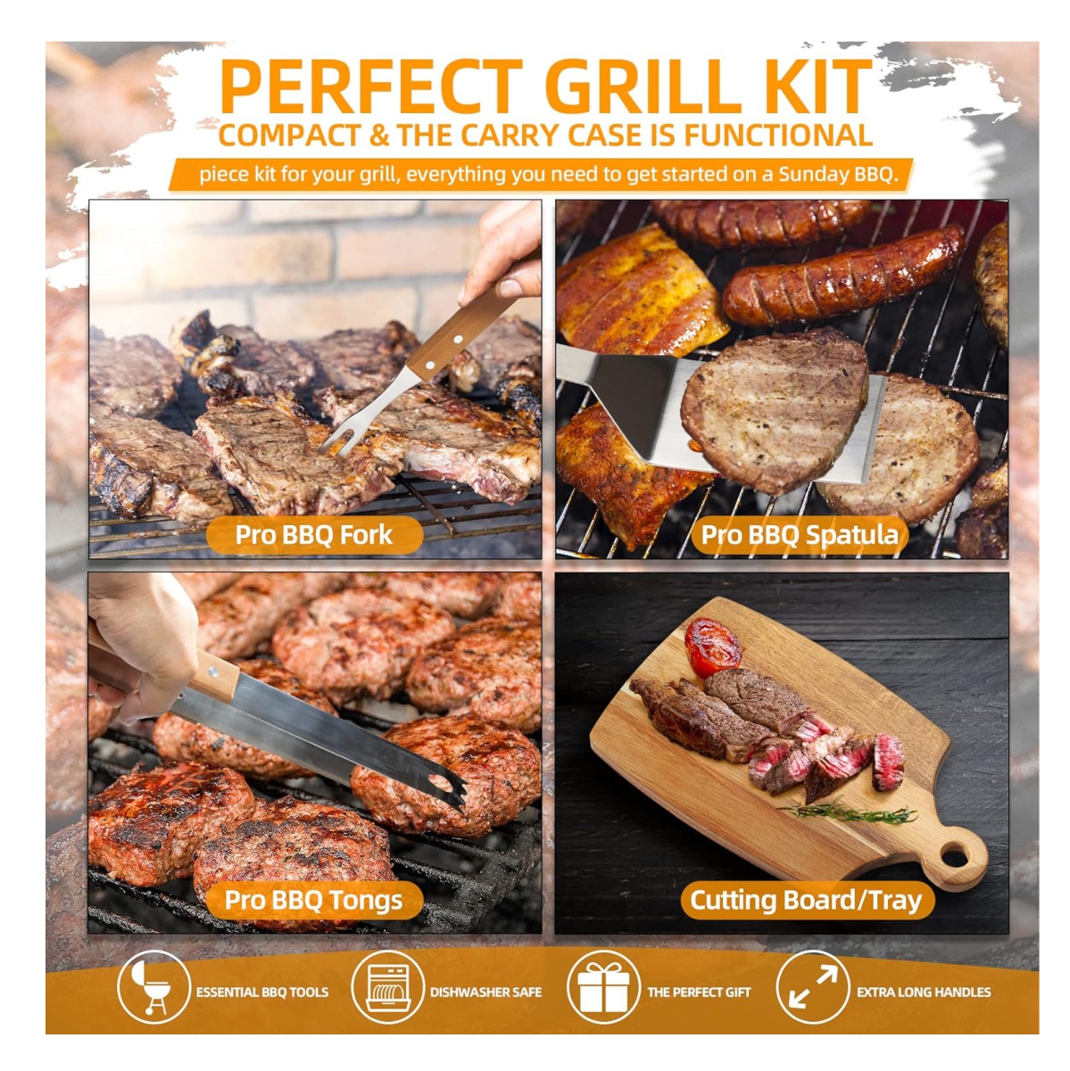Miniatura 5 de Kit x7 Para Parrillada Asado BBQ estuche